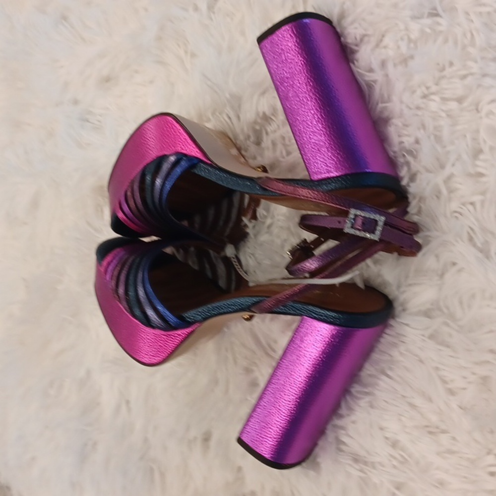 NEW Kurt Geiger London Perria Purple Rainbow Platform Sandals MULTI SIZES - Picture 9 of 14